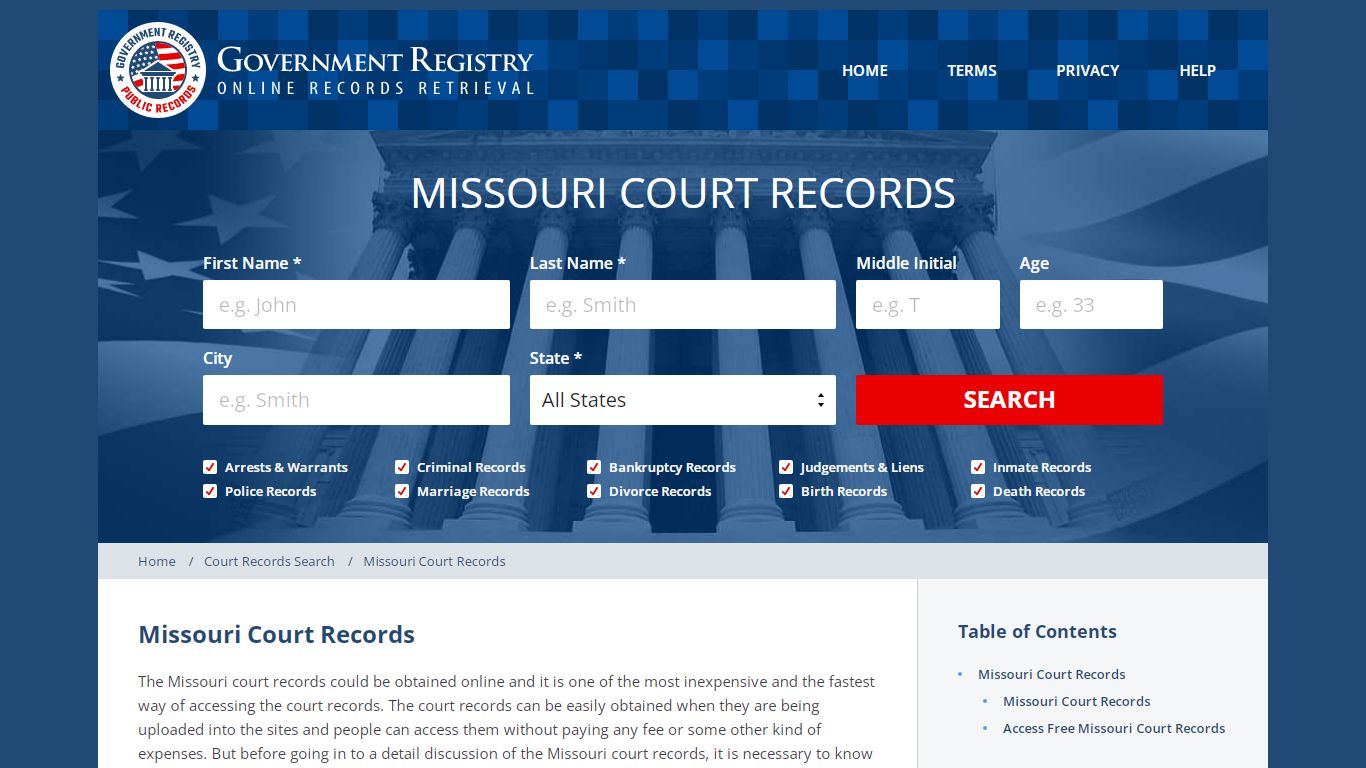 Access Missouri Court Records Online - governmentregistry.org