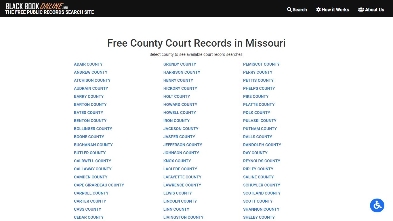 Free Missouri County Court Record Search | Black Book Online
